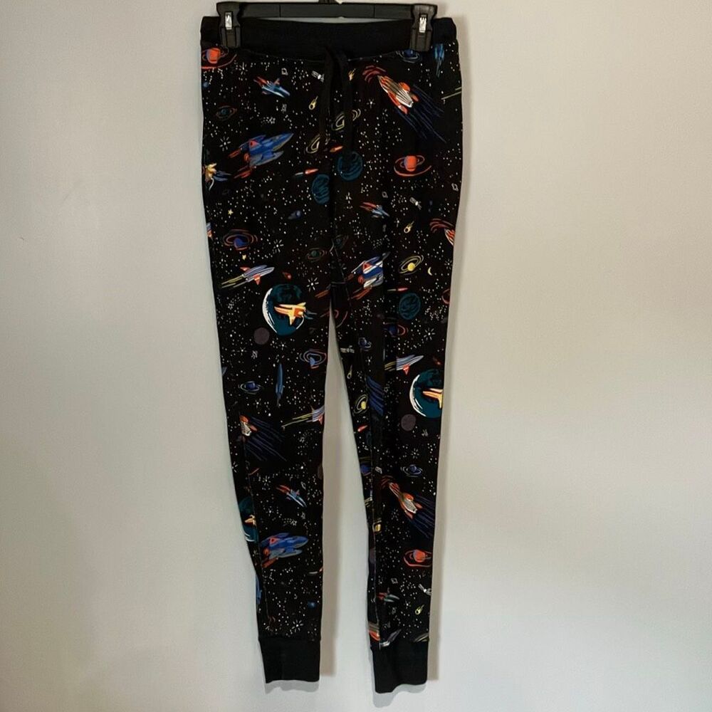 Hanna Andersson Space Theme pajama pants Small Black Comfy Loungewear #786